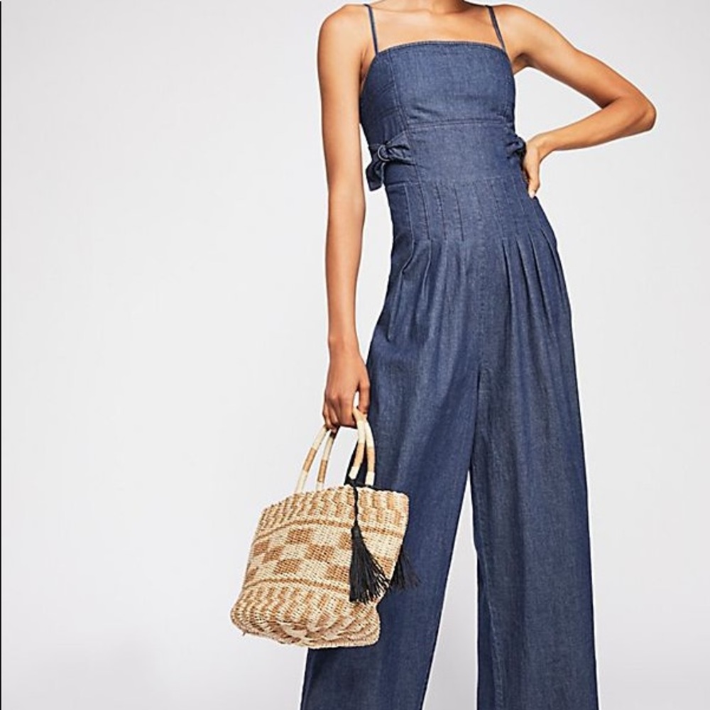 FREE PEOPLE BRITTANY DENIM JUMPSUIT